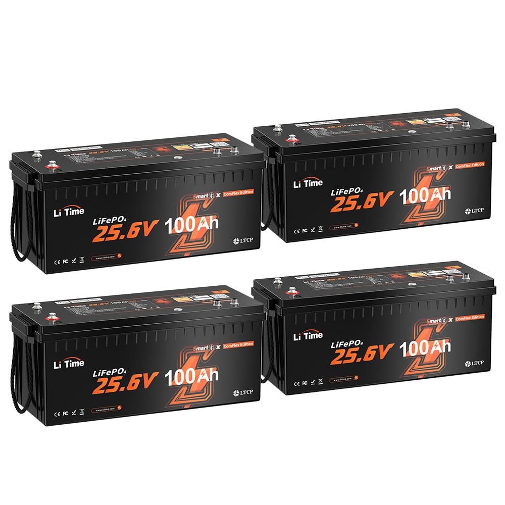 LiTime 4 Pack 24V 100Ah Communication Lithium Battery for Victron Cerbo GX