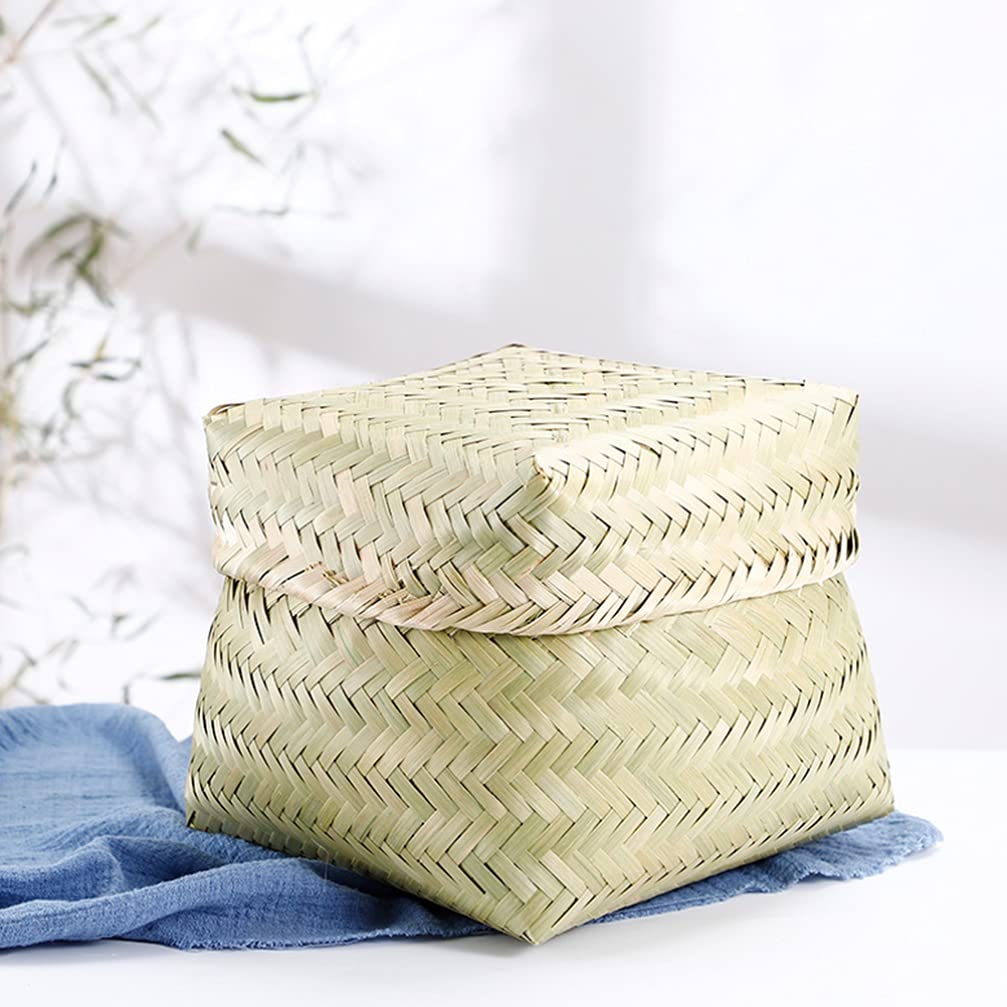 Cabilock Large Storage Basket Bamboo Woven Bread Box Food Basket Multipurpose Craft