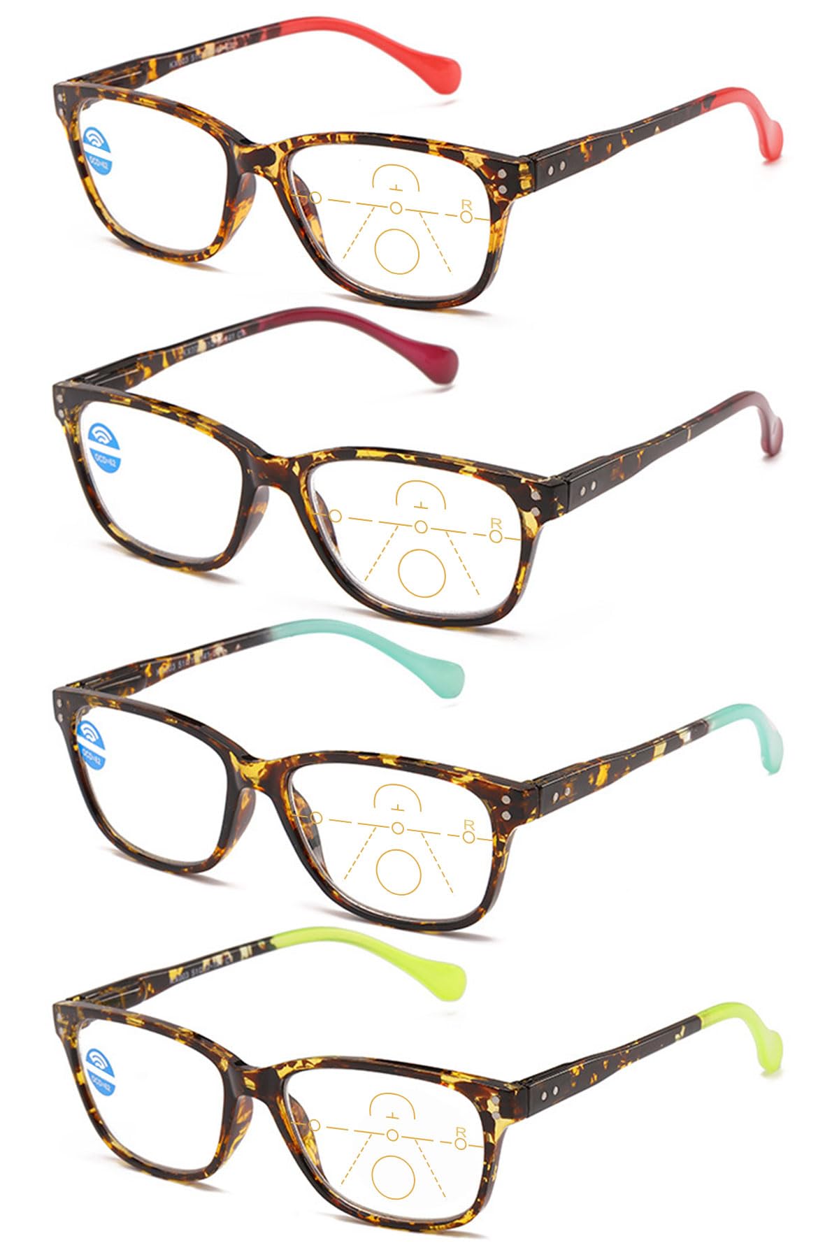 KOOSUFA Gleitsichtbrille Progressive Multifokus Lesebrille Damen Herren Anti-Blaulicht Federscharnier TR90 Rahmen Retro Lesehilfe Arbeitsplatzbrille 1,0 1,5 2,0 2,5 3,0 3,5