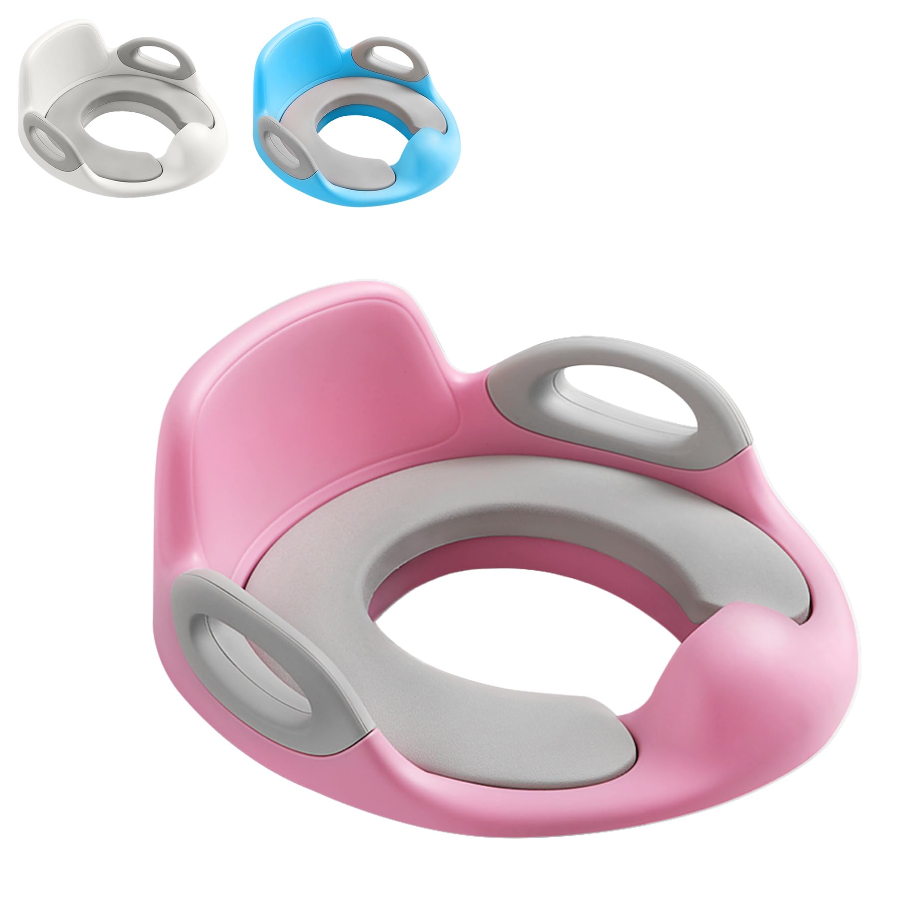 UISEBRT Riduttore WC Per Bambini Con Schienale E Braccioli - Antiscivolo, Da 1 A 8 Anni, Rosa - 2