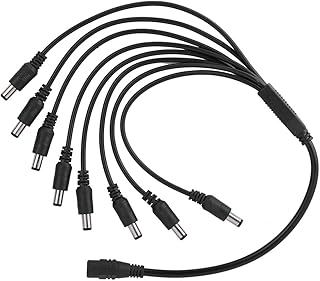 DC Power Cable Connectors, for CCTV Security Surveillance Camera Power System and Led Strips Lighting Connection(5.5x2.1mm) 1 Female to 8 Male Splitter Adatper Cable