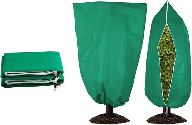 HAFRILY 2 Stück Pflanzenschutz Winter 80x120 cm, Winterschutz Pflanzen Außen mit Reißverschluss & Kordelzug, Olivenbaum Winterschutz Vlies Frostschutz Pflanzen für Olivenbaum, Kübelpflanzen, Palmen — Pflanzenschutz