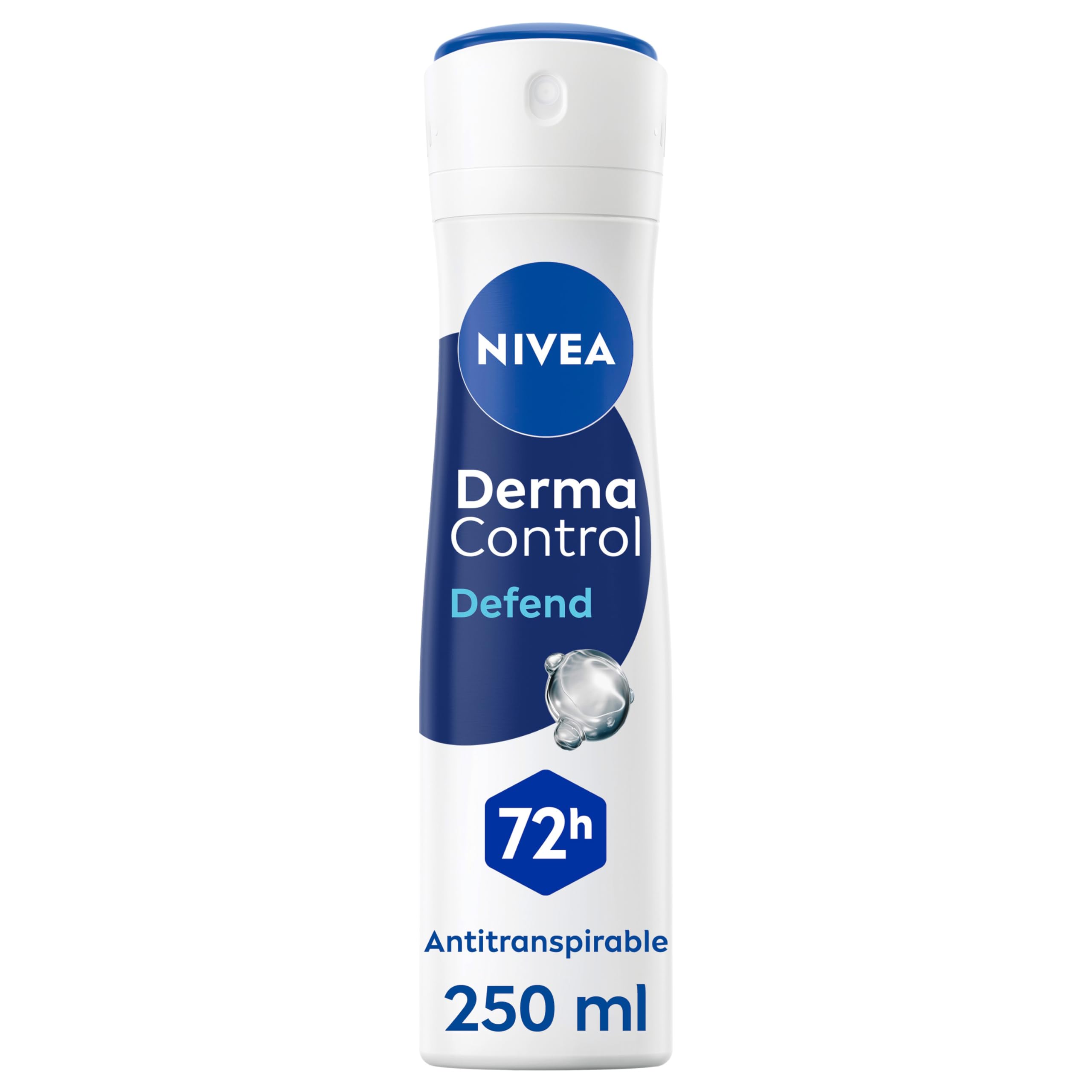 NIVEA Derma Control Defend - Desodorante Antitranspirante para Mujer - 72h de Protección contra el Sudor - Con Ácido Hialurónico y Provitamina B5 - Piel Normal - Spray 250 ml, Packaging May Vary