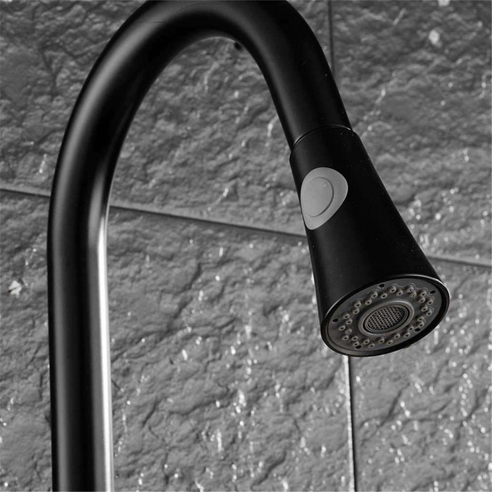 Grifo de Cocina extraíble, Monomando, con función bidireccional, Giratorio 360°, para Fregadero, Color Negro