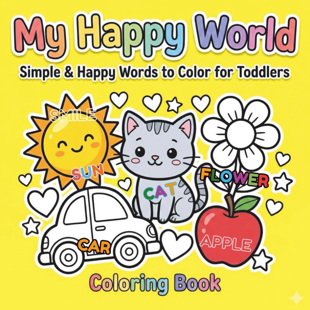 My Happy World: Simple & Happy Words to Color for Toddlers