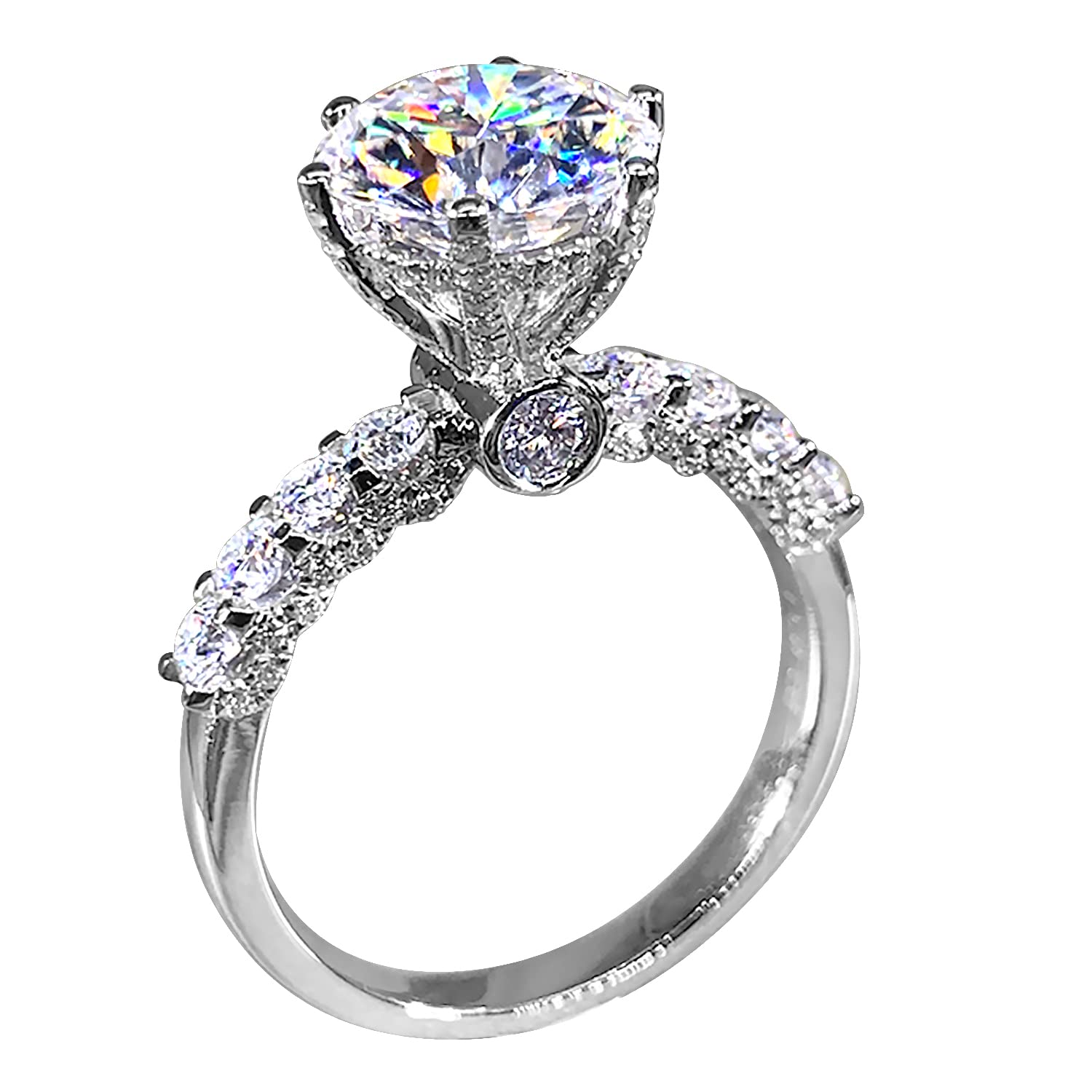 American Diamond Studded Silver Plated Finger Ring Fashion Wear Stylish Jewellery Gift for Girls & Women (PX8R98-7)|Mothers Day Gifts for Mom