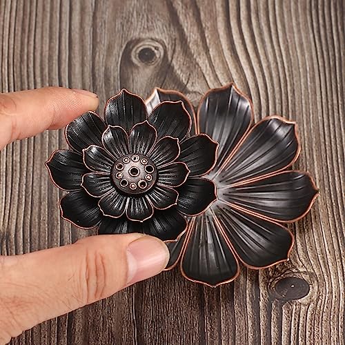 wugongshan 3 Pcs Lotus Incense Holder, Brass Lotus Stick Incense Holder, Detachable 6 Incenses Holes Holder - Image 4