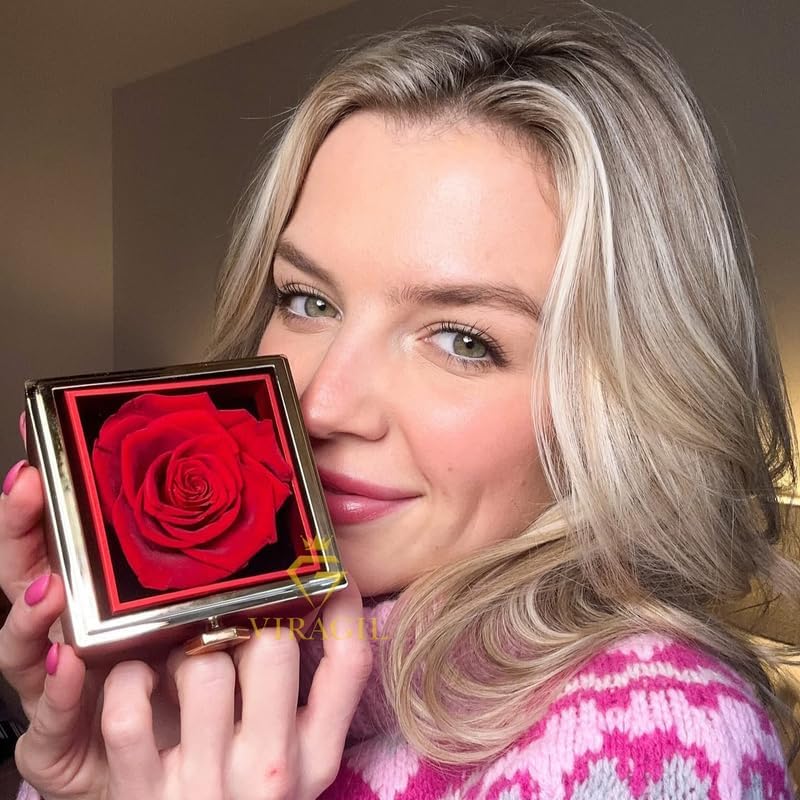 VIRAGIL Wife Necklace with Rotating Preserved Real Rose Box, To My Beautiful Wife Necklace From Husband, Jewelry Gift For Her Message Card, Birthday, Anniversary, Christmas Gifts - Image 6