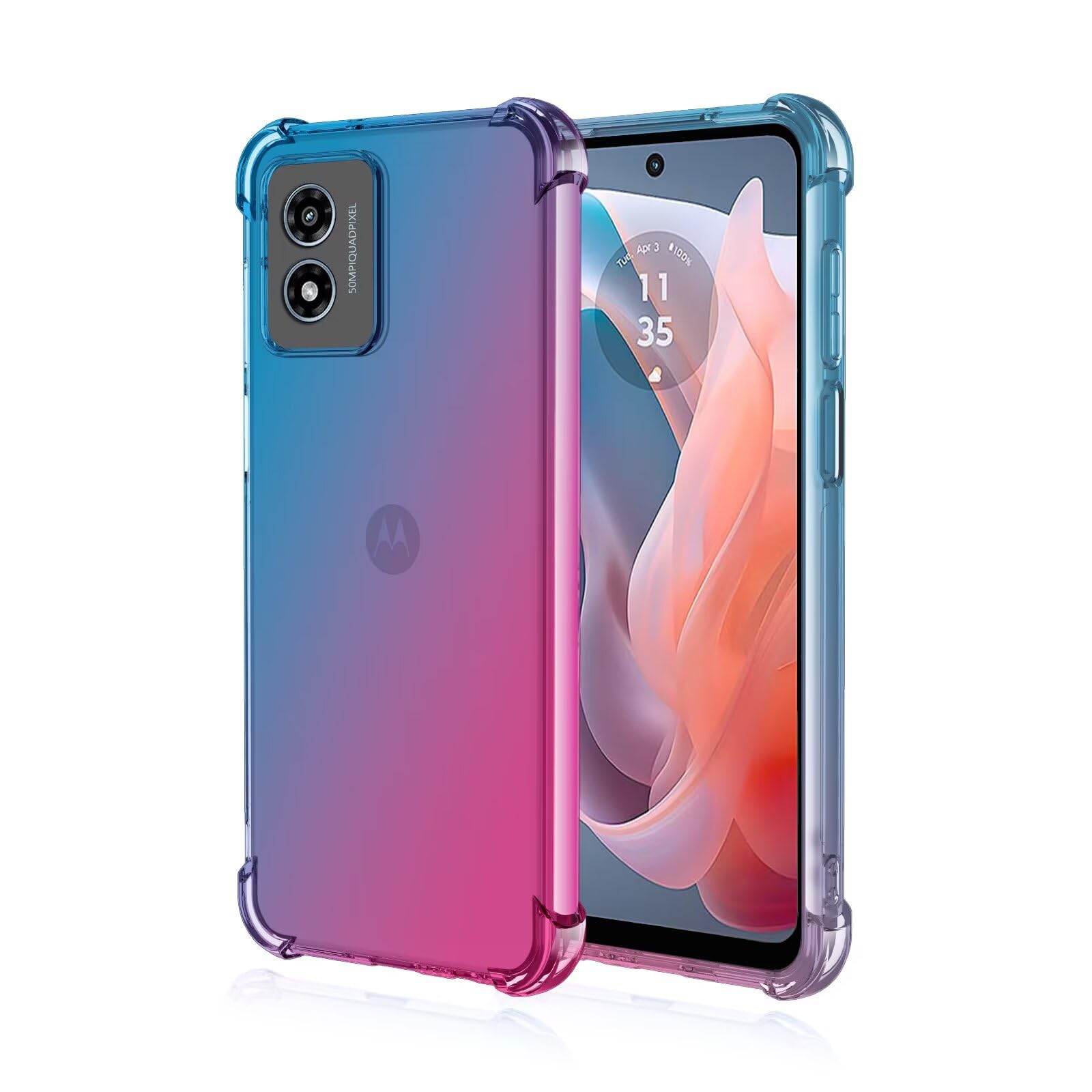 BORYA Handyhülle Für Motorola Moto E14/G24/G04/G24 Power – Transparent Mit Glitzer-Blumen, Stoßfest