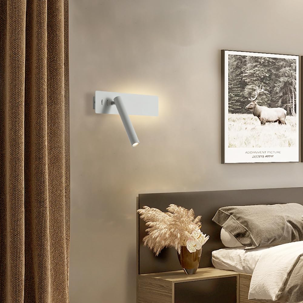 Générique Nowoczesna podświetlana lampa ścienna LED do czytania z aluminiowym regulowanym reflektorem do przedpokoju sypialni lampka nocna salon schody hotel wewnętrzna lampa ścienna