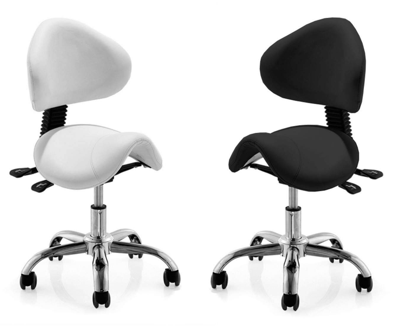 Tabouret de Selle Ergonomique Land pour Esthéticienne, Studio de Tatouage et Physiothérapie (Blanc)
