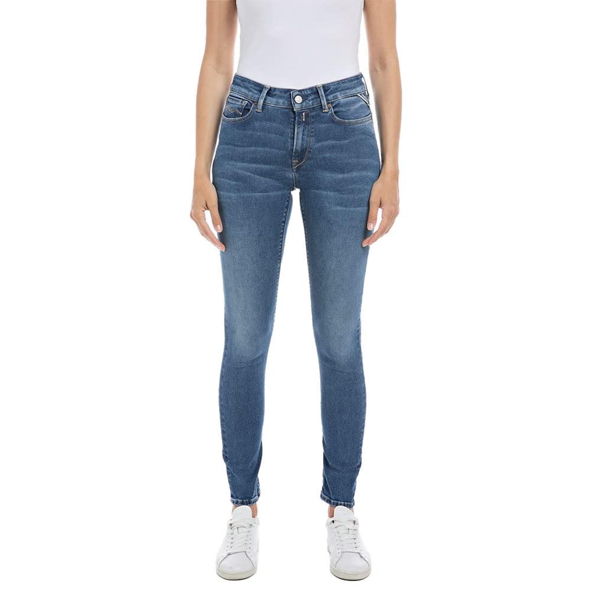 Replay Damen Jeans Luzien Skinny-Fit Hyperflex mit Stretch, Medium Blue 009 (Blau), 23W / 28L