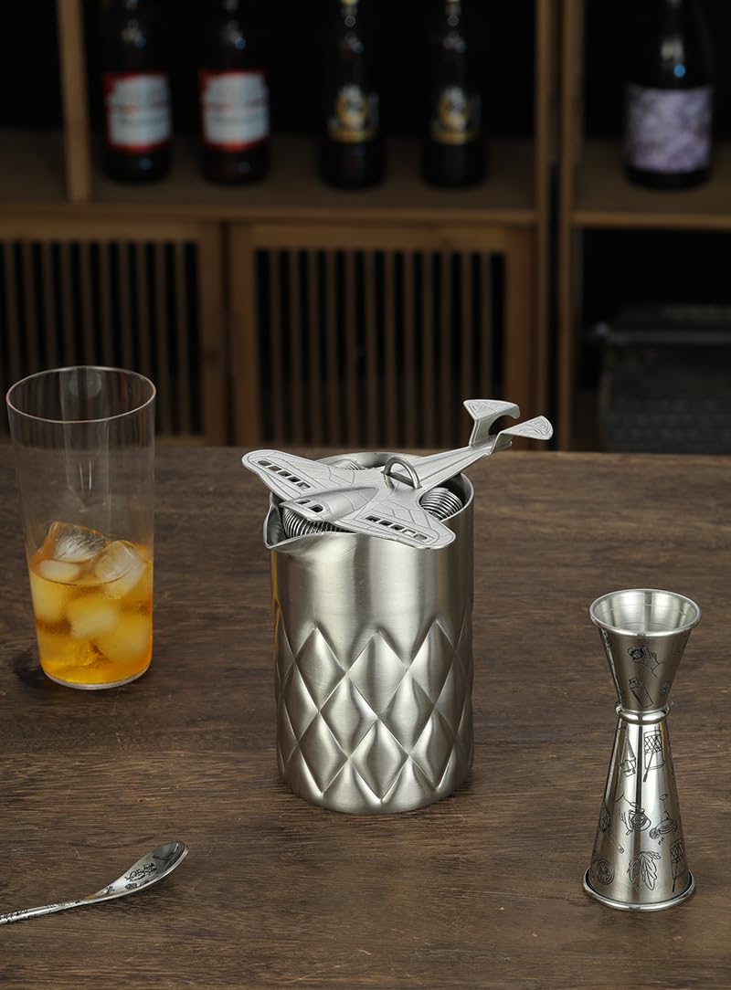 Shaker à cocktail, 532 ml, en acier inoxydable, motif diamant, double paroi et isolation sous vide, passe au lave-vaisselle