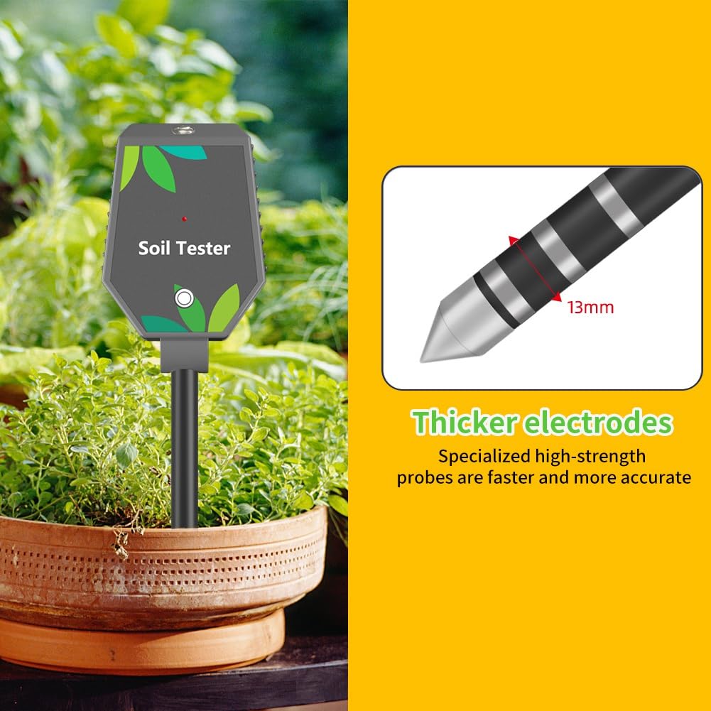 Misuratore di Terreno Multifunzione Digitale Ph/EC/Luce/Umidità/Fertilità/Termometro/Igrometro per Test di Giardinaggio
