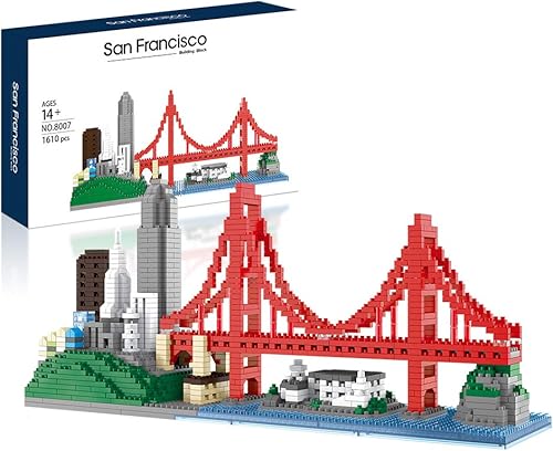 Komvoor Architecture Skylines Micro Mini Block San Francisco Building Model Set Set Presente Juguete para Adultos a partir de 14 años en adelante,