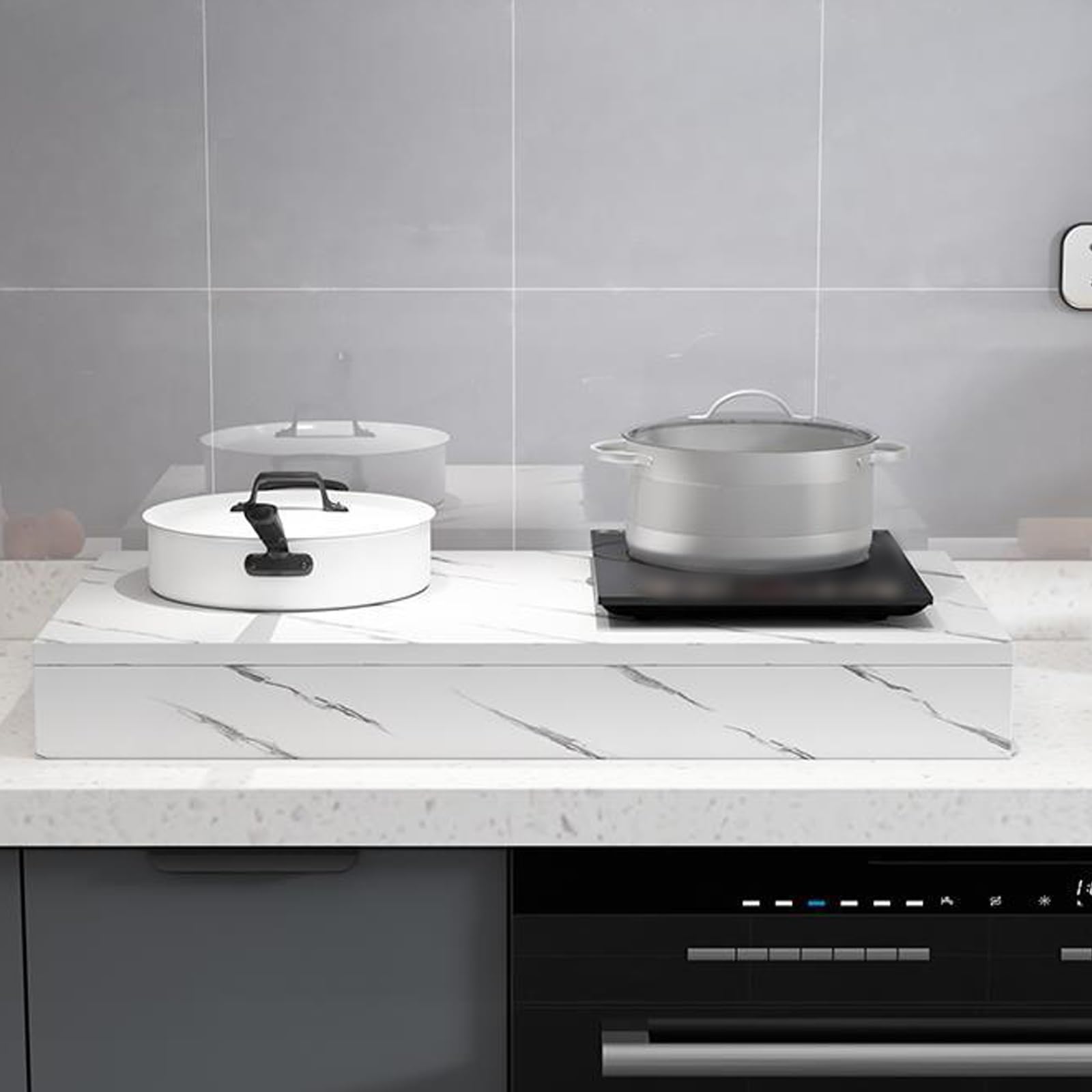 Cubre Encimera Gas, Protector Encimera Cocina, Cubierta Múltiple para Estufas de Hogar y Cocina, Apta para Encimeras, Impermeable(White,50x40x10cm/20x16x4in)