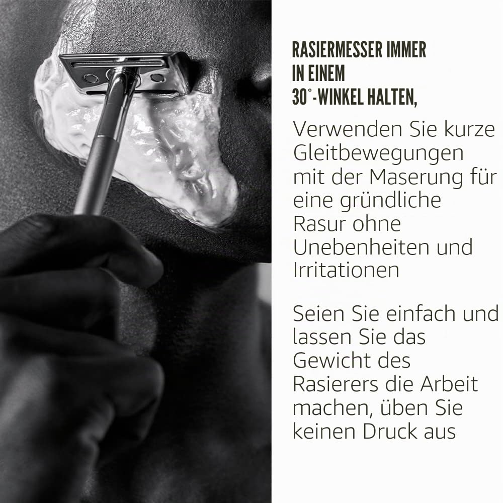 Bevel Safety Razor Rasierer mit Messinggriff und 10 Doppelkanten-Sicherheits-Rasierklingen, Einzelklingen-Rasierer für Herren, entworfen, um Haare zu verhindern, um Rasierer zu verhindern, Schwarz