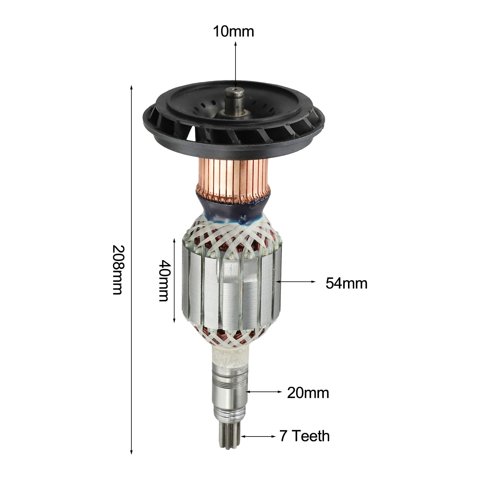 per rotore Ancoraggio Armatura Ricambi per Demolizione Hammer per Bosch GBH11DE per GSH11E Metallo 208mm 220-240V 50Hz
