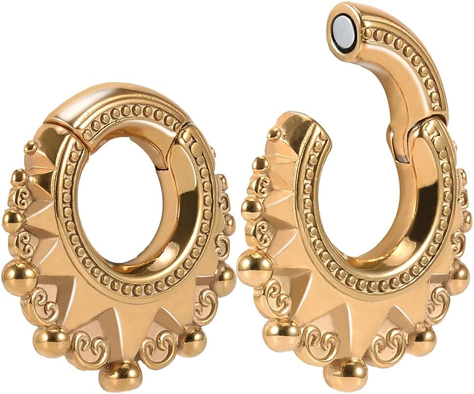 Orecchini Magnetici Per Dilatazione 0g (8mm) - Acciaio Inox, Design Albero, Uomo/Donna - Foto 4