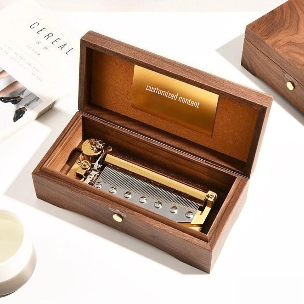 Benutzerdefinierte Walnuss-Spieluhr – personalisiertes Lied & Gravur Geschenk für Freundin, Ehefrau, Jahrestag, Hochzeit – handgefertigtes Holz-Andenken mit individueller Melodie