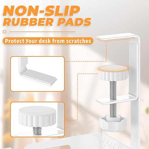 Miniatura 6 de Bandeja de organización de cables para debajo del escritorio, organizador de cables de escritorio de acero sin taladro, bandeja de gestión de cables