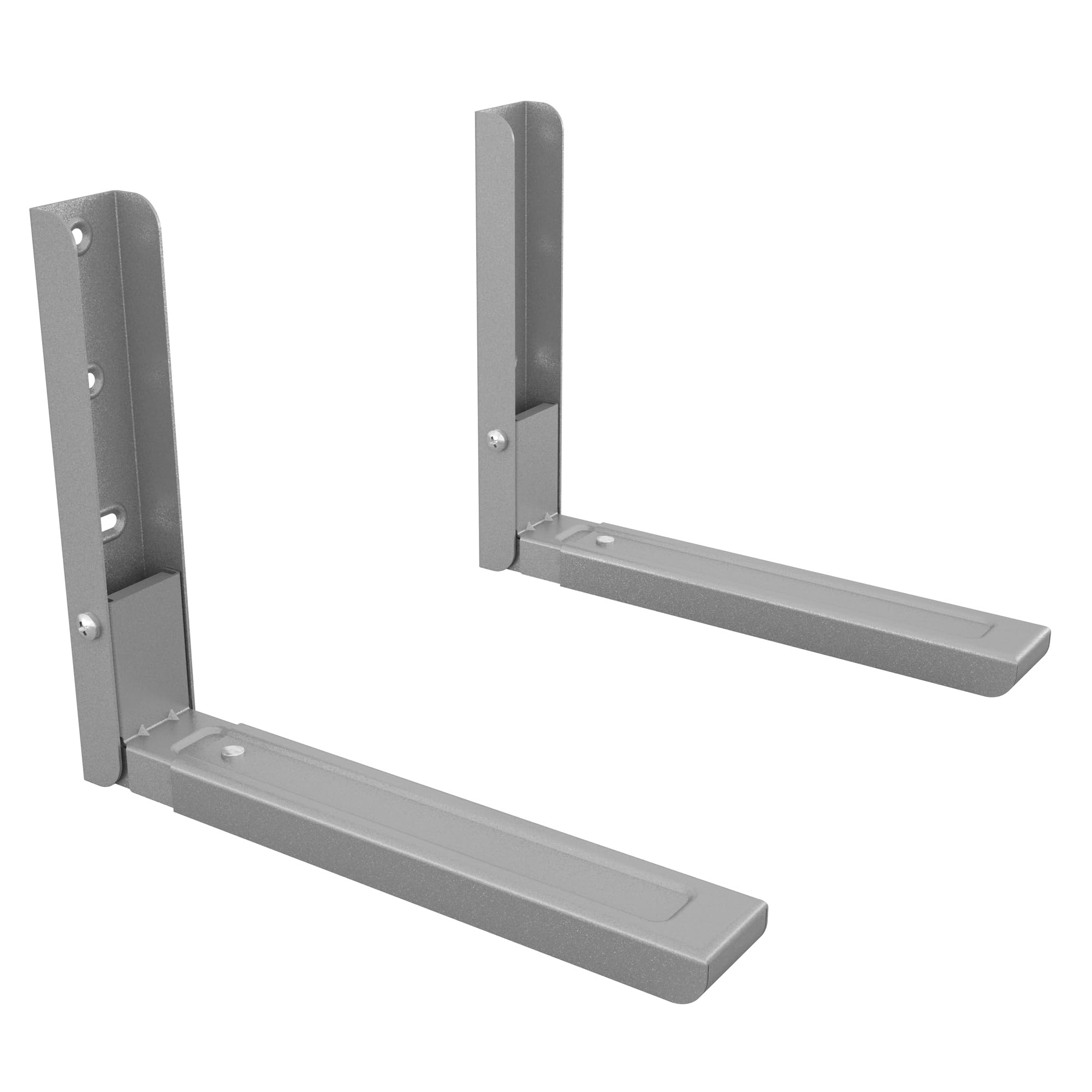 AVF Wall-Mounted Microwave Brackets - Universal Steel Brackets in Silver - 99lb Total Max Weight - Adjustable to Fit Most Microwave Ovens (Set of 2 provided)