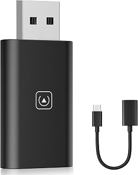 Apple MFi Certified Wireless CarPlay Adapter for iPhone, 5GHz Wireless Carplay Dongle, Convert Wired to Wireless CarPlay, for Factory Wired CarPlay Cars from 2015, Plug & Play Black