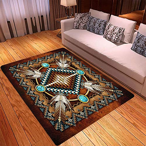Native American Area Rug South West - Rustic Southwest Indian Area Rug Native American Design - Anti-Skid Southwest Runners Rug Bath Living Room Bedroom Native American Runner Door Mat Indian 3X5 4X6 #TOP2