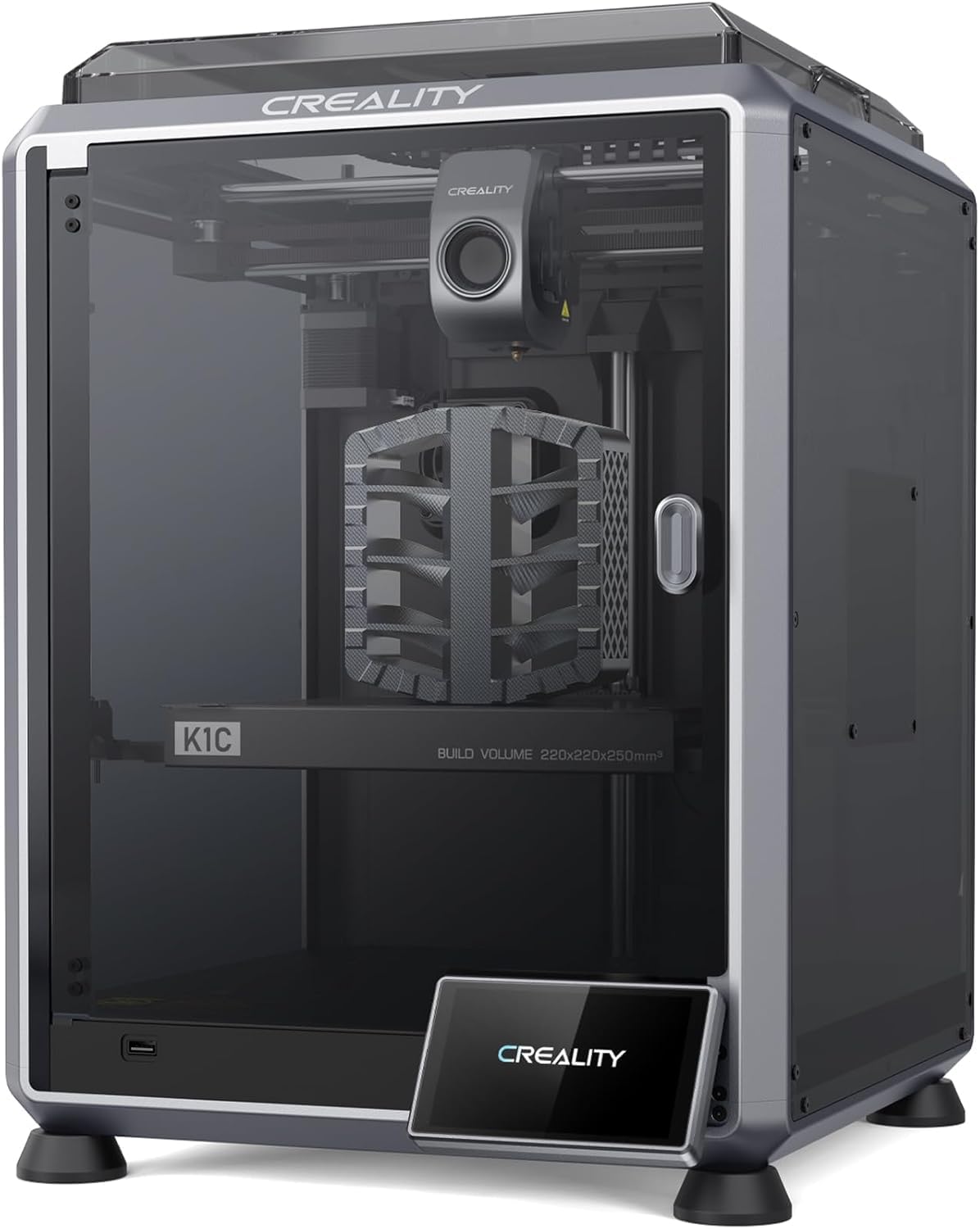 Creality K1C Impresora 3D con cámara IA, Velocidad 600 mm/s, nivelación automática, extrusor Directo Robusto sin Atascos. Versión Mejorada de K1 SE, impresión a 300 °C, Modo silencioso
