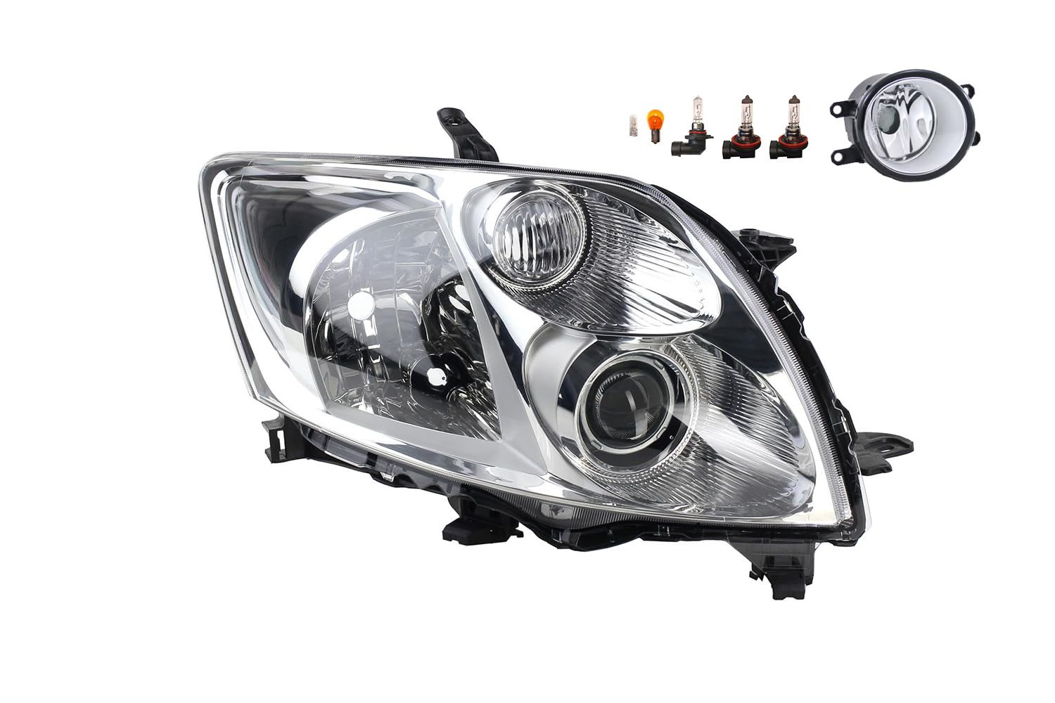Johns, Reflektor halogenowy przedni pasujący do Toyota Auris 03/2007-02/10 H11 HB3 prawy + reflektor przeciwmgielny + żarówka