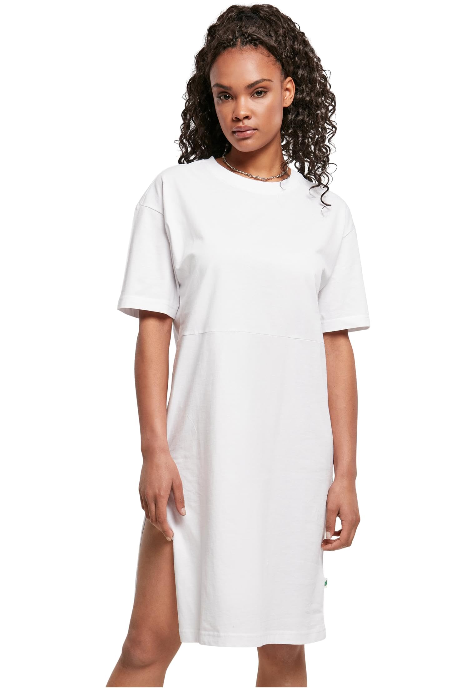 Urban Classics Women's White Extended Shoulder Tee Dress, M