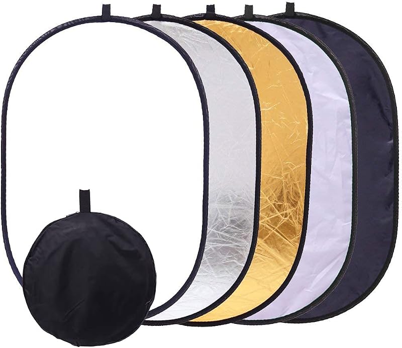 40"x60"/100x150cm Photo Video Studio Reflector de iluminación de disco plegable múltiple 5 colores en 1 juego Translúcido, plateado, dorado, blanco y negro para estudio o cualquier situación fotográfica