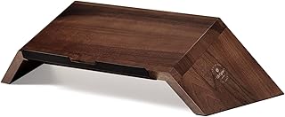 LifeSpan Fitness Ergonomic Wooden Laptop Stand, Desk Riser for 10-17.5" Laptops (19x9.5x3-6", Walnut)