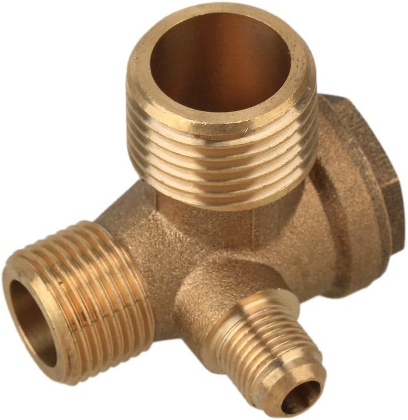 Chiloskit 3-Port Brass Male Threaded Air Compressor Check Valve Central Pneumatic Air Compressor Attachments Accessories, G1/8x G3/8x G1/2