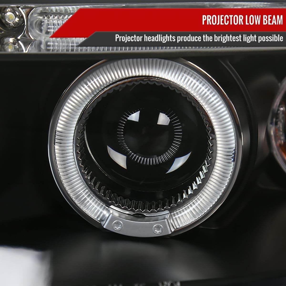 Dual Halo Projector Headlights (Black Housing/Clear Lens) Made for and Compatible with 2004-2008 Chevrolet Aveo