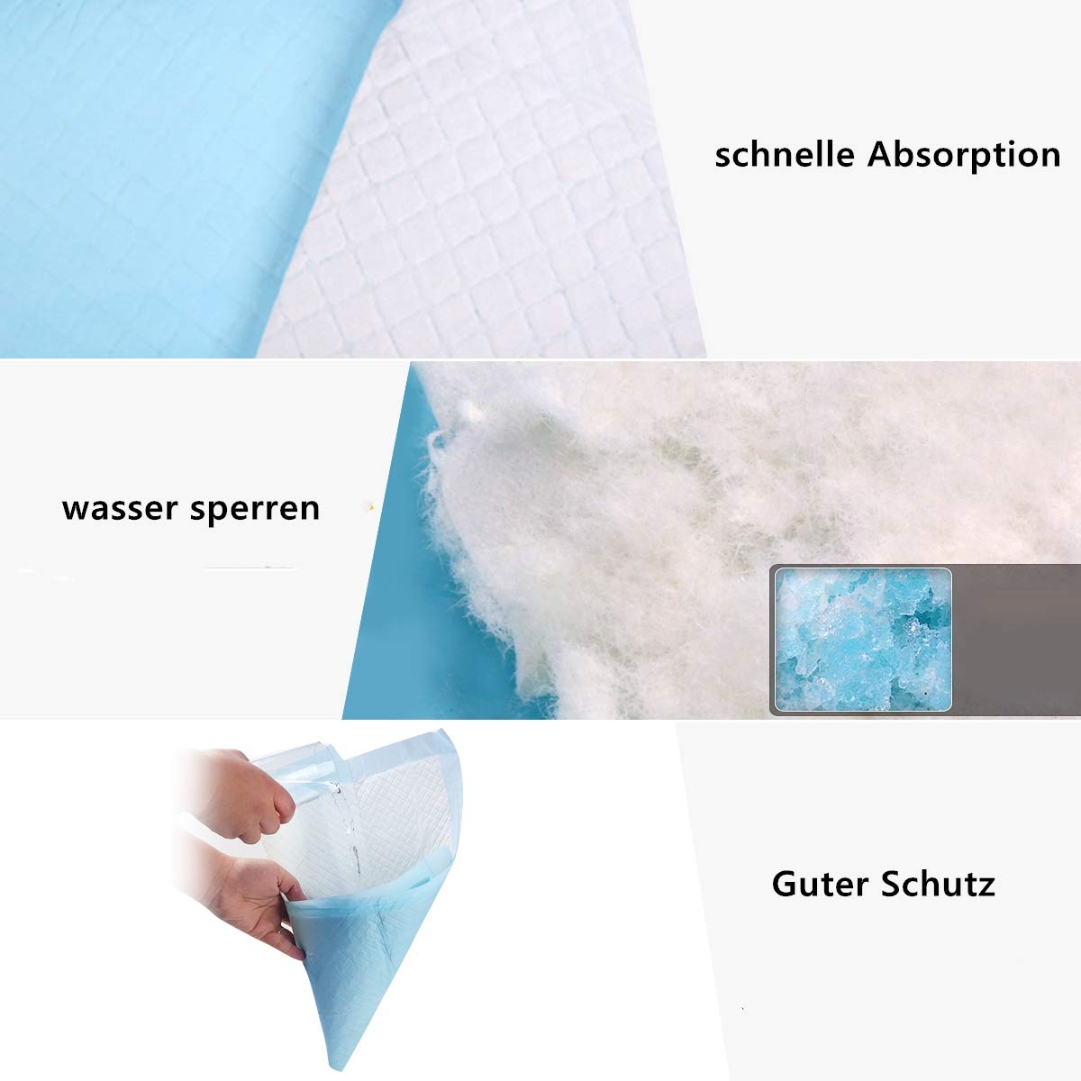 DREAMADE 200 Stück Trainingsunterlagen für Haustier, Puppy Training Pads, Hundepads, Welpenunterlage, hundeklo für zuhause(60x60cm)