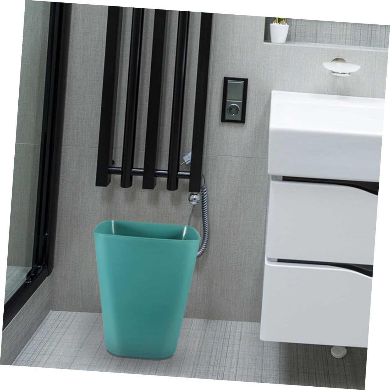 3Pcs Blue Small Outdoor Trash Can Square Opening Garbage Bin Multi-Use Wastebasket for Bedroom Bathroom Office Storage and Organization