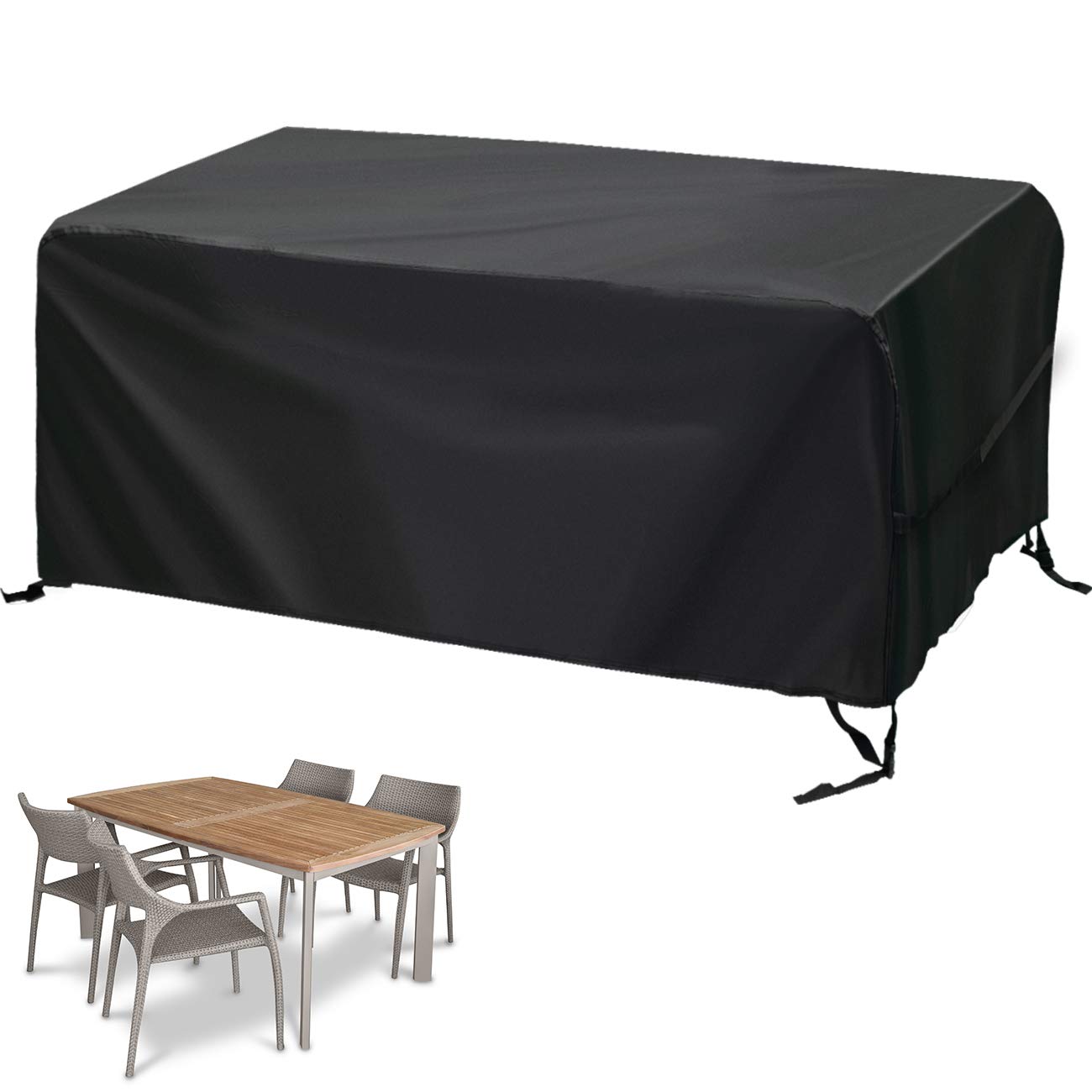 Velway Patio Furniture Cover Outdoor, Waterproof Rectangular Patio Table Chair Sofa Set Cover, 67”Lx37”Wx28”H, All Weather Oxford Tear-Resistant Material with Zipper Carrying Bag Windproof Buckles