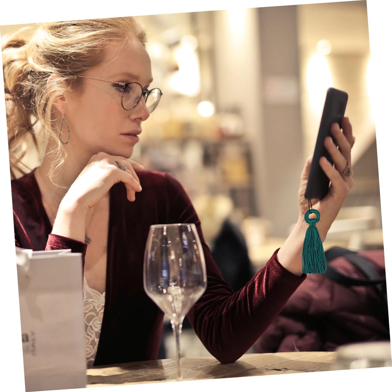 NUOBESTY Stk Ring Quaste Anhänger schlüsselanhänger merksam fußkettchen anklet Halskette Anhänger fußringe handtasche lesezeichen seidig kleine Quasten Telefon Handy schmücken Polyester
