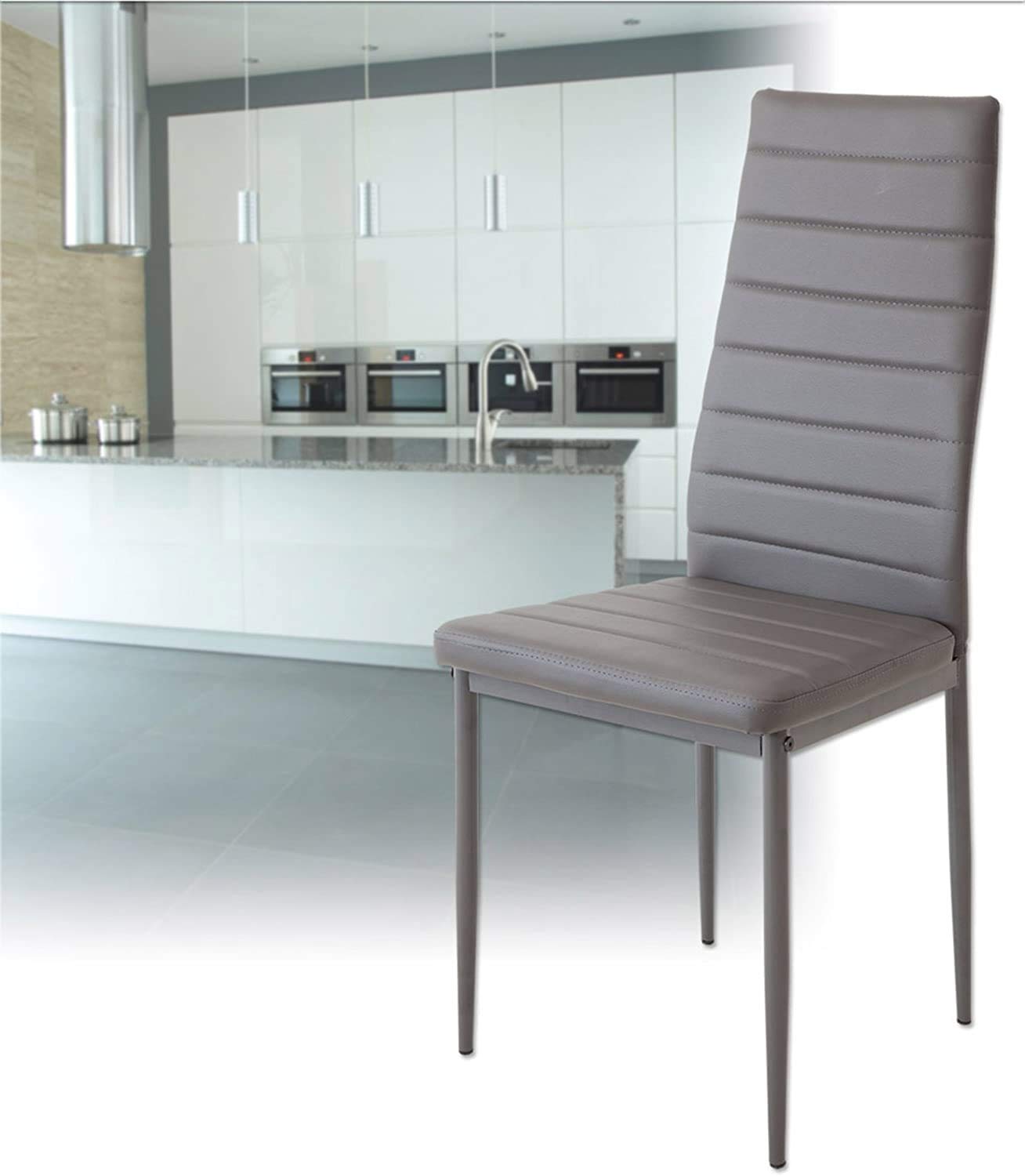 Pack 2 Sillas Lauter Polipiel - Set de Sillas de Comedor, Asiento y Respaldo Acolchado, Set de sillas de Comedor,SGS Tested,2 Piezas (Gris)
