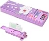Pop Up Pencil Case, Cartoon Pencil Cases with Compartment Multifunctional Pen Box Organizer Stationery with Calculator Sharpener, Schedule, Schedule for Kids Teens