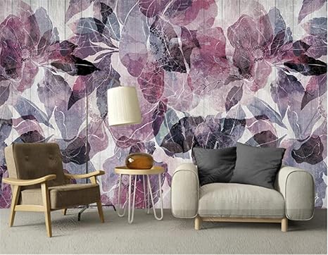 Amazon リビングルーム用のモダンな北欧レトロ壁紙紫抽象葉水彩テレビソファ背景壁紙家の装飾壁画 0cmx140cm 78 7x55 1inch 壁紙 Amazon リビングルーム用のモダンな北欧レトロ壁紙紫抽象葉水彩テレビソファ背景壁紙家の装飾壁画 0cmx140cm 78 7x55 1inch 壁紙