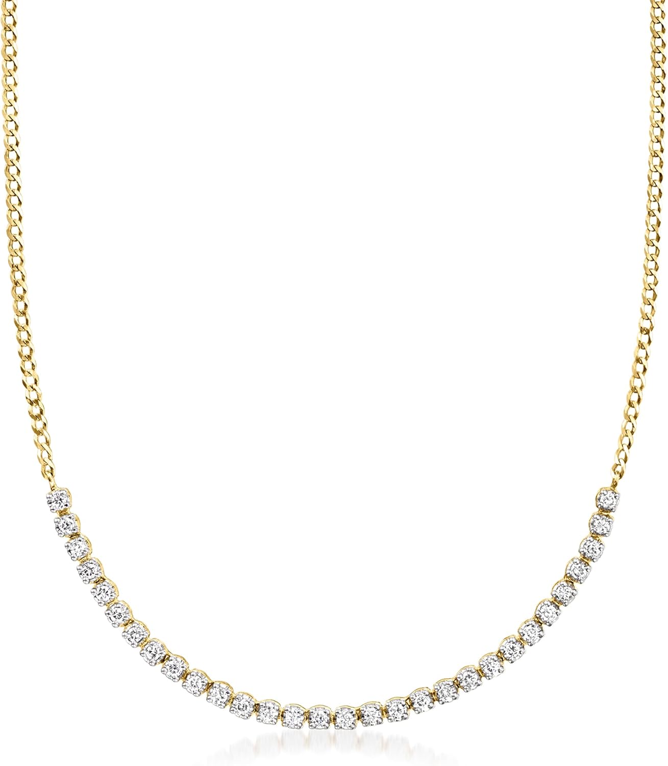Pure Collection by Ross-Simons 1.00 ct. t.w. Diamond Tennis-Style Necklace in 14kt Yellow Gold