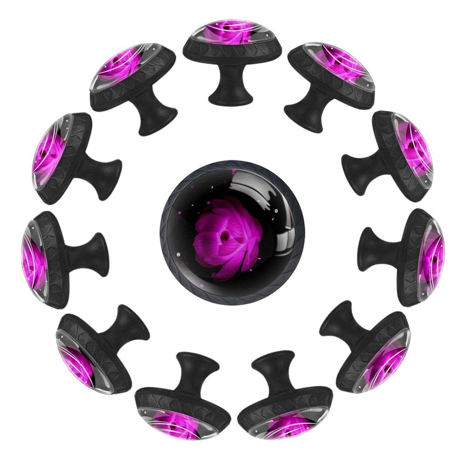 Boutons de tiroir ronds en verre de cristal violet lotus AISSO x12 Ø35mm pour meuble