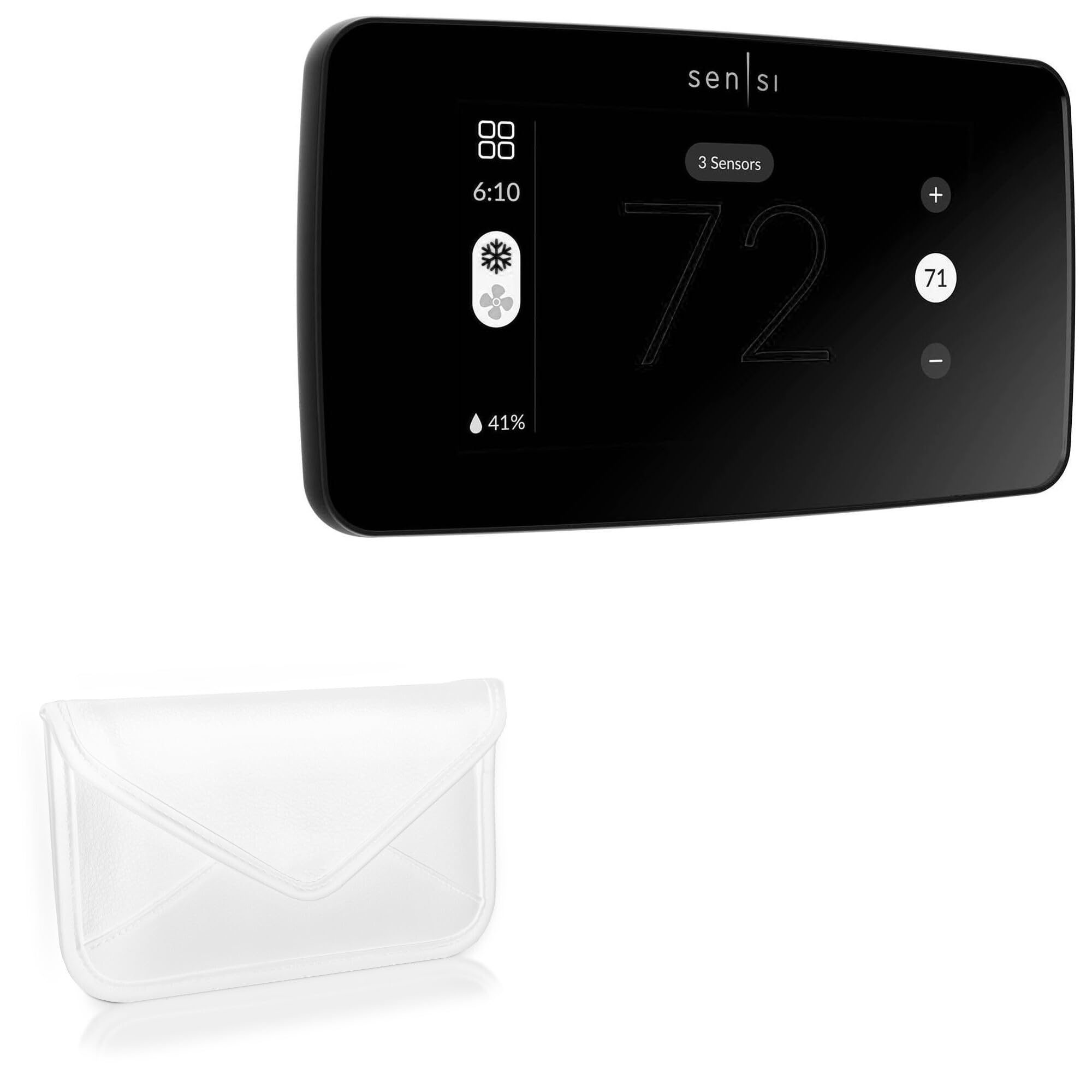 BoxWave Case Compatible with Emerson Sensi Touch 2 - Elite Leather Messenger Pouch, Synthetic Leather Cover Case Envelope Design - Ivory White