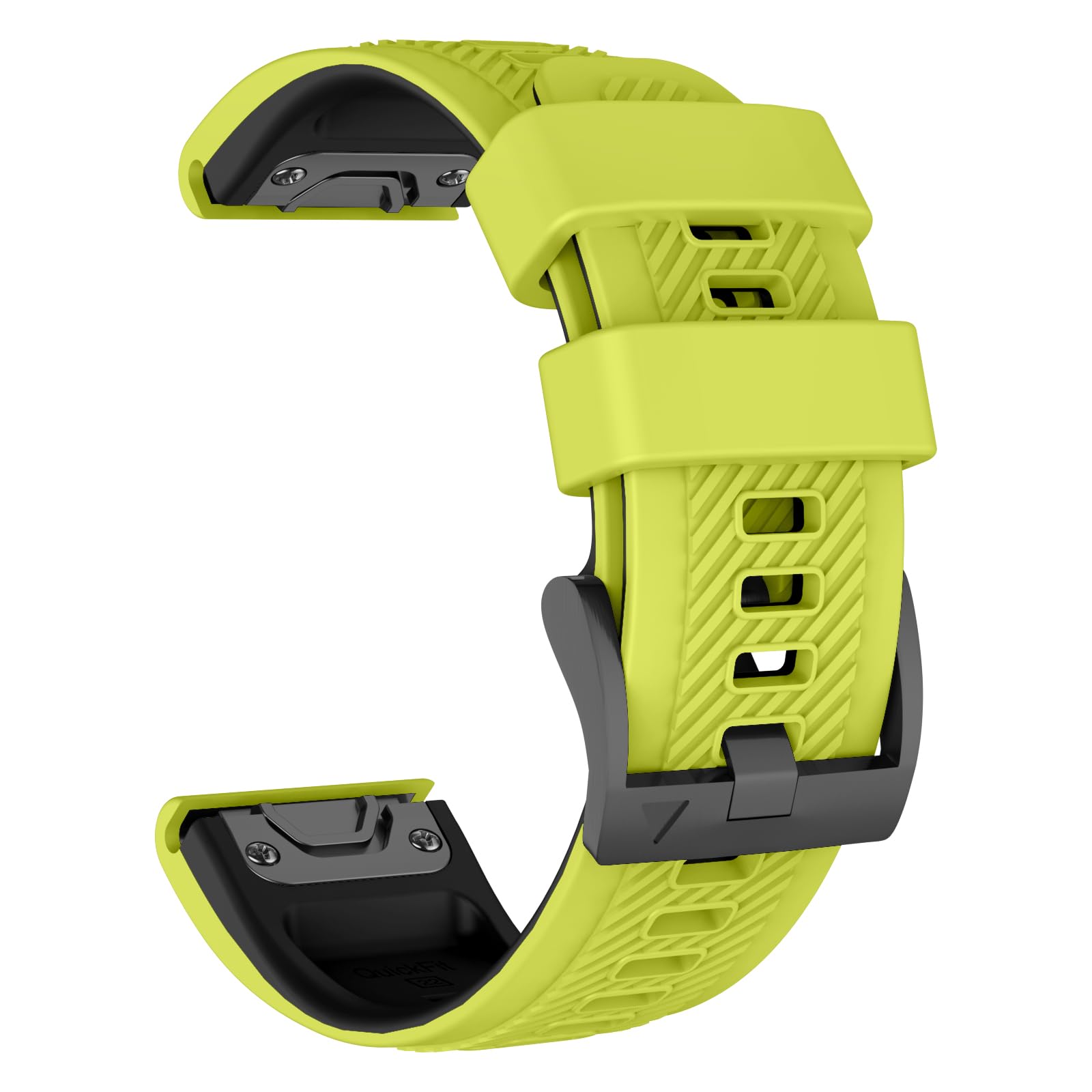 OVERSTEP Silicone Watch Band for Garmin Fenix 7/6/5, Epix Pro 47mm, MARQ Aviator, Quatix 5, Lime Black, 22MM - Image 2