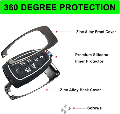 Miniatura 4 de Funda para llavero compatible con Hyundai Sonata 2020 sin llave, soporte remoto de entrada sin llave, protector de llave de aleación de zinc con
