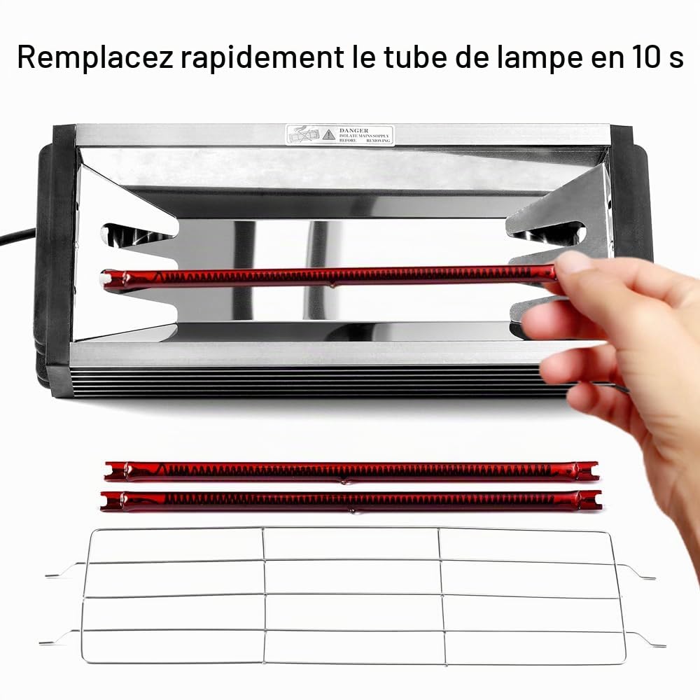 DATOUBOSS 2000W Lampe de Séchage de Peinture Infrarouge de Cuisson, Lampe de polymérisation de Peinture Infrarouge à Ondes Courtes réparation de carrosserie avec support et un timing intelligent