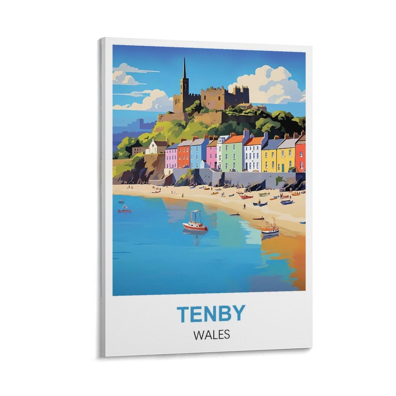 ZZHHEGN Tenby Wales Vintage Travel Poster 08x12inch(20x30cm) Canvas Art And Wall Art Picture Print