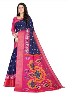 Women's Ikat Weave Soft Linen Saree